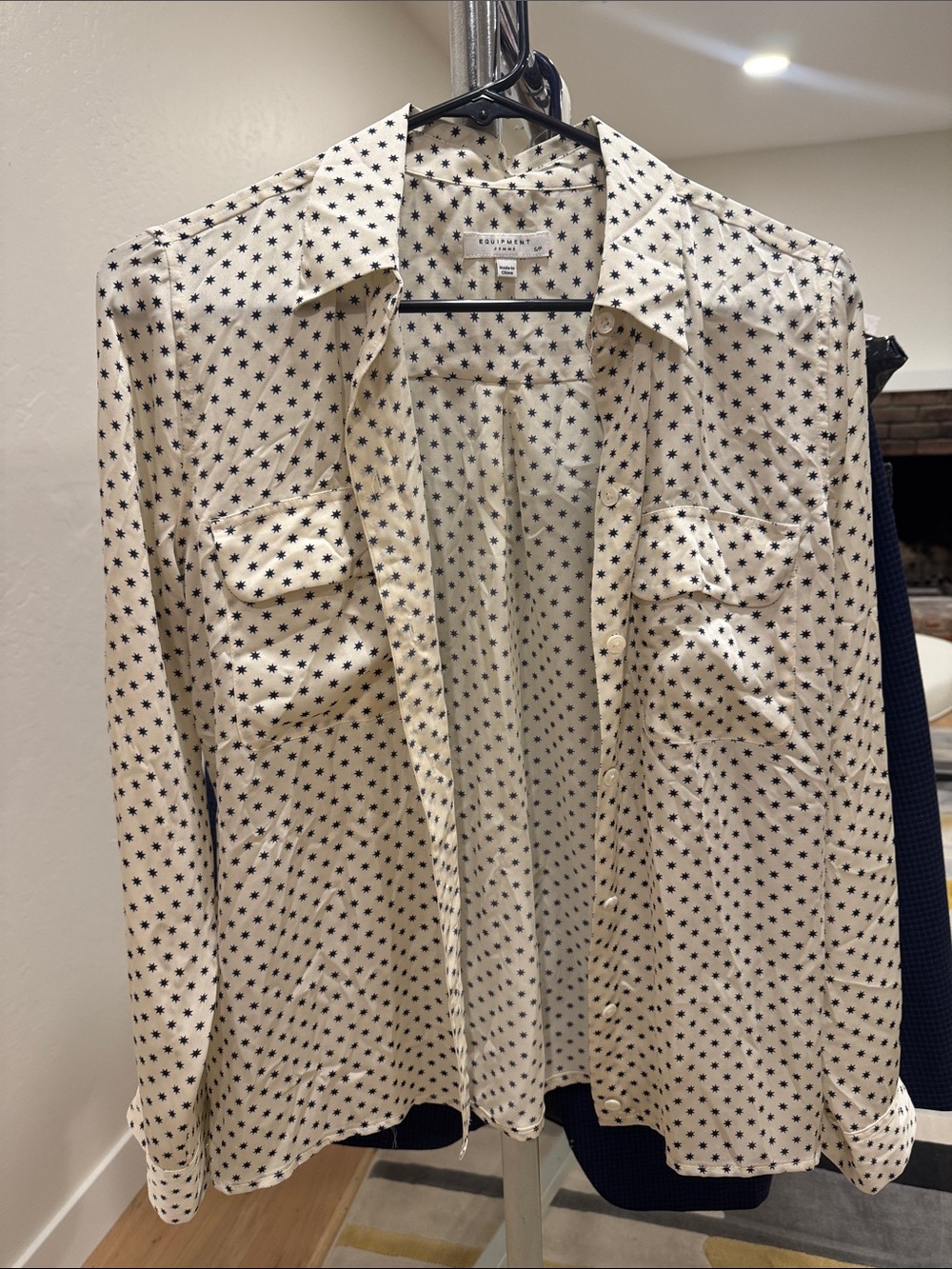 Equipment Cream Button-Down Shirt with Black Star Print